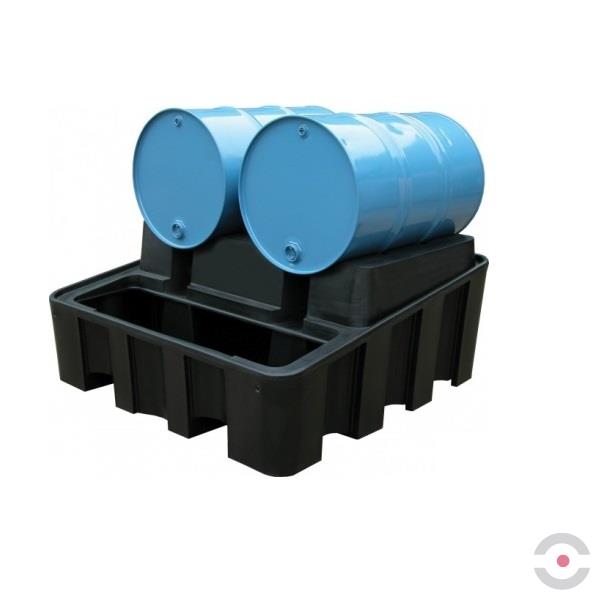 Stanowisko robocze polietylenowe Topserw 450 l, beczka 2*200 l, moduł bazowy, czarny, DRUM RACK