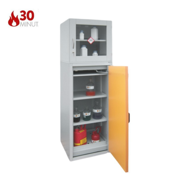 Szafa kombinowana Topserw COMBI-30 M, 1 półka, 2 moduły, drzwi GL CLA, szare/żółte, LAB, 30 min