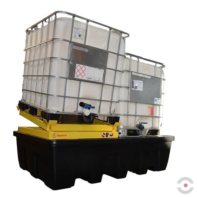 Zestaw magazynowy Topserw do składowania IBC 1*1000 l i opróżniania IBC *1000 l, czarny/żółty, EASY MEGA