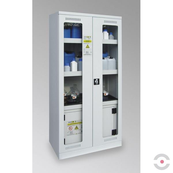 Szafa kombinowana Topserw 950 GL/SiB 30 - zabezpieczająca/ognioodporna, 30 min, W*S*G 1950*950*500 mm, 2 drzwi akrylowe, szary