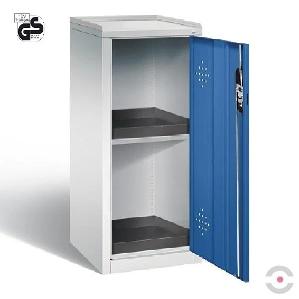 Szafa zabezpieczająca (ekologiczne)Topserw SLIM S, 1-drzwiowa, 2 tace polietylenowe, niebieski