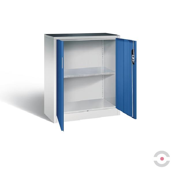 Szafa warsztatowa Seria 89, drzwi dwuskrzydłowe, 1 półka, szaro-niebieska