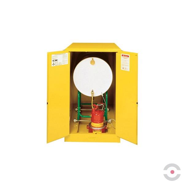 Szafa zabezpieczająca beczka/poziom 1*200 l, zamknięcie ręczne, na materiały łatwopalne, 2-drzwiowa, żółty
