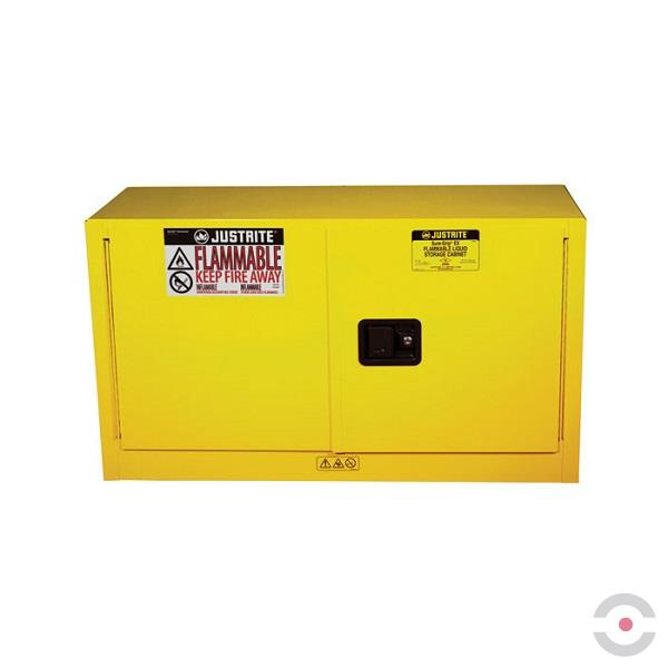 Szafa zabezpieczająca Nadstawkowa 64 l, samozamykacz, na materiały łatwopalne, 2-drzwiowa, żółty