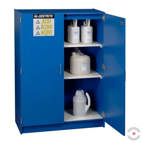 Szafa zabezpieczająca (kwasy, zasady) Justrite MODUS WOOD L, 123 l, 2-drzwiowa ZR, 2 półki, niebieski