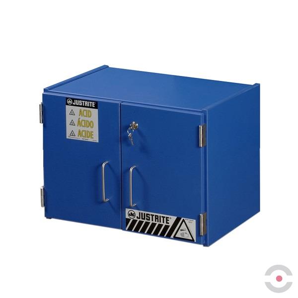 Szafa zabezpieczająca, zamknięcie ręczne, na materiały korozyjne, 2-drzwiowa, niemetalowa, niebieski
