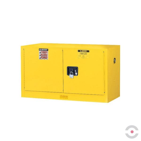 Szafa zabezpieczająca ścienna 64 l, zamknięcie ręczne, na materiały łatwopalne, 2-drzwiowa, żółty