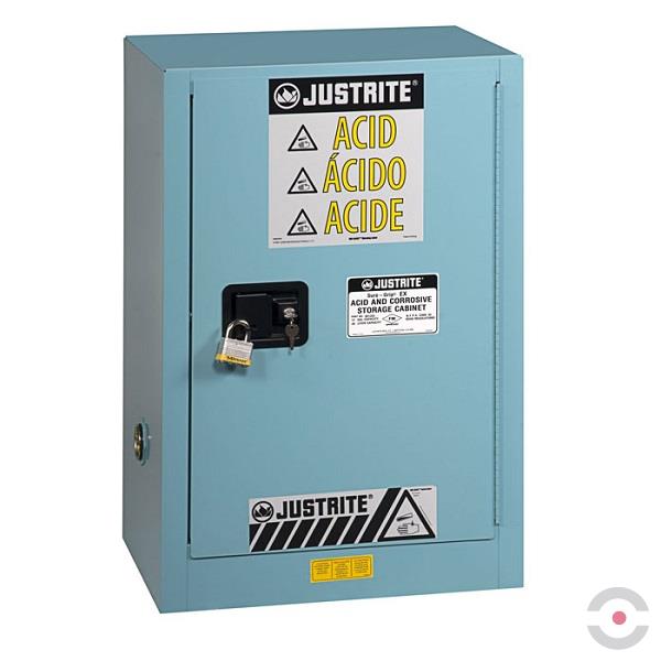 Szafa zabezpieczająca (korozyjne) Justrite TABLE S, 57 l, 1-drzwiowa ZR, 1 półka, niebieski