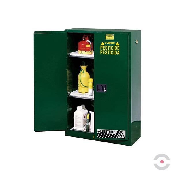 Szafa zabezpieczająca (pestycydy) Justrite MODUS L, 170 l, 2-drzwiowa ZR, 2 półki, zielony