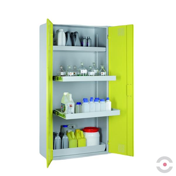 Szafa zabezpieczająca (trujące) Topserw MODUS XL, 2-drzwiowa, CLA żółte, 2 półki wysuwane, CHS 1200 VS