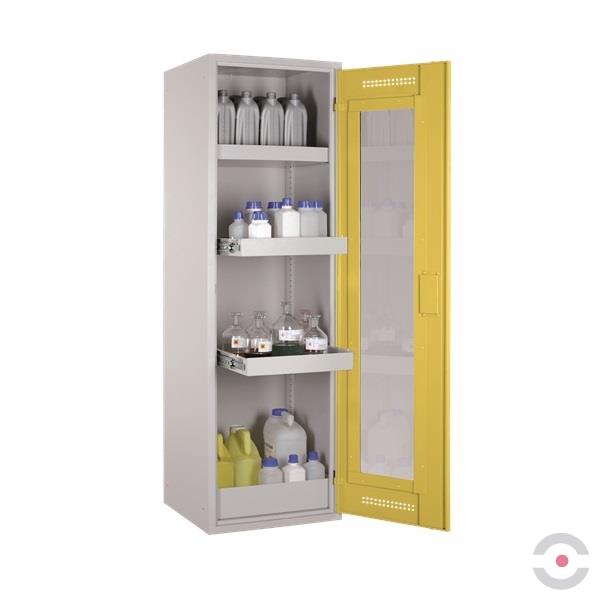 Szafa zabezpieczająca (trujące) Topserw SLIM S, 1-drzwiowa, CLA-GL żółte, 2 półki wysuwane, CHS 600 VS