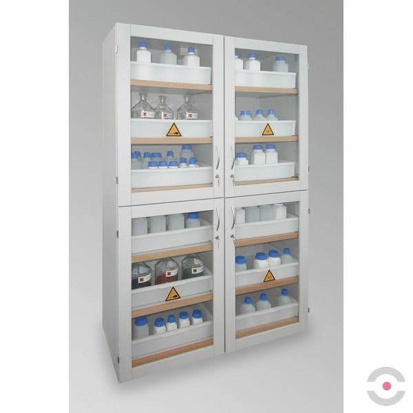 Szafa zabezpieczająca (kwasy, zasady)Topserw MODUS XL, 4 komory, 12 półek wysuwanych, drzwi CLA-GL