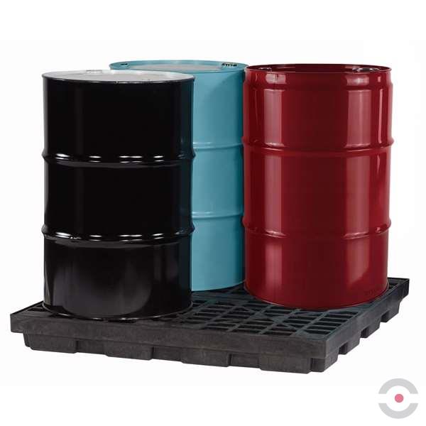 Platforma robocza Justrite 185 l, beczka 4*200 l, wanna wychwytowa, czarny, LOW