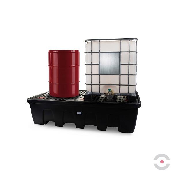 Wanna wychwytowa polietylenowa Topserw 1200 l, IBC 2*1000 l, stos, kratownica, czarny, MEGA