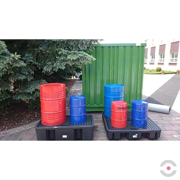 Paleta (wanna) wychwytowa Jonesco, polietylenowa, 250 l, 4 beczki, czarny