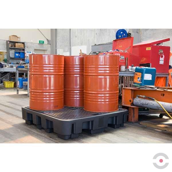 Paleta (wanna) wychwytowa Jonesco, polietylenowa, 250 l, 4 beczki, czarny