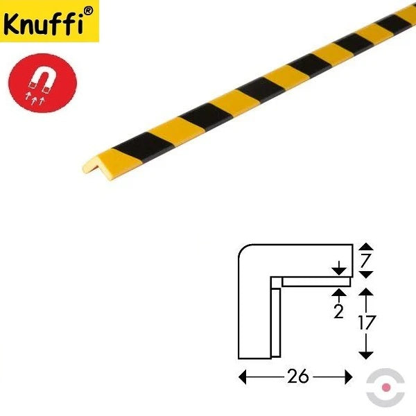 Elastyczny profil ostrzegawczo-ochronny Knuffi, typ E, magnetyczny, żółty/czarny, 1000 mm