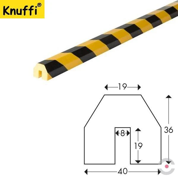 Elastyczny profil ostrzegawczo-ochronny Knuffi, typ BB, żółty/czarny, 50 m