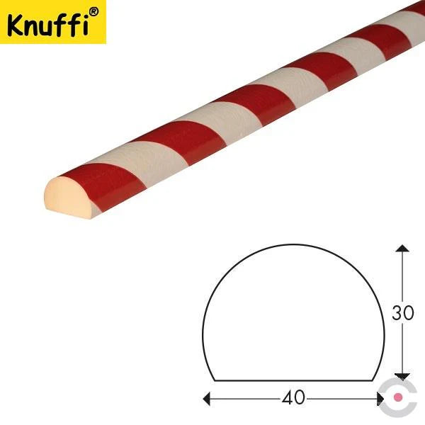 Elastyczny profil ostrzegawczo-ochronny Knuffi, typ C, biały/czerwony, 50 m