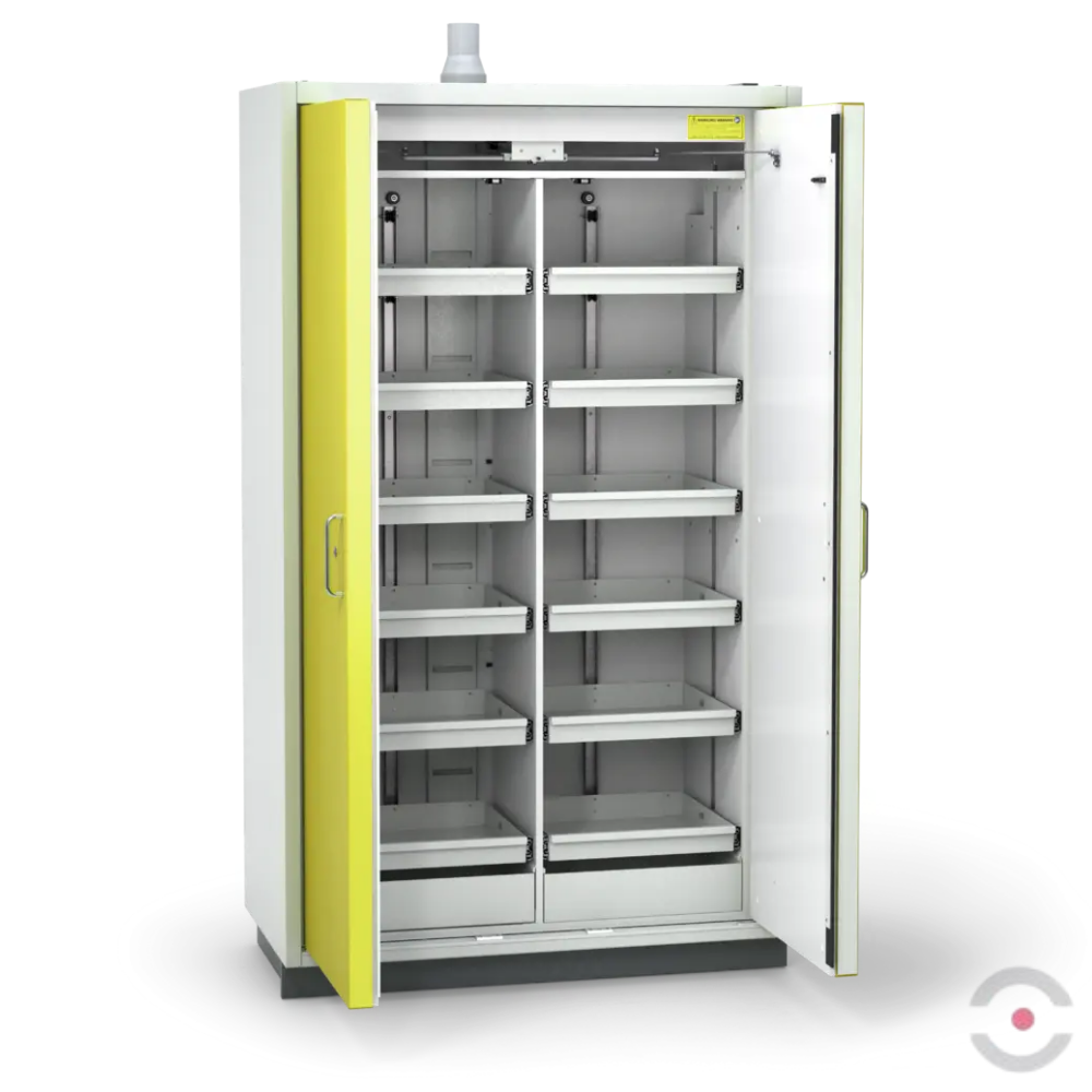 Szafa ognioodporna Topserw PRIME-90 XL-2, 12 półek wysuwanych, drzwi CLA żółte, CLASSIC, 90 min