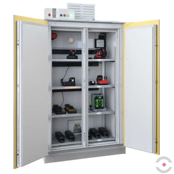 Szafa ognioodporna Topserw BATT-90 XL, ładowanie baterii, 4 półki, 20 gniazd, SAFE PRO, 90 min