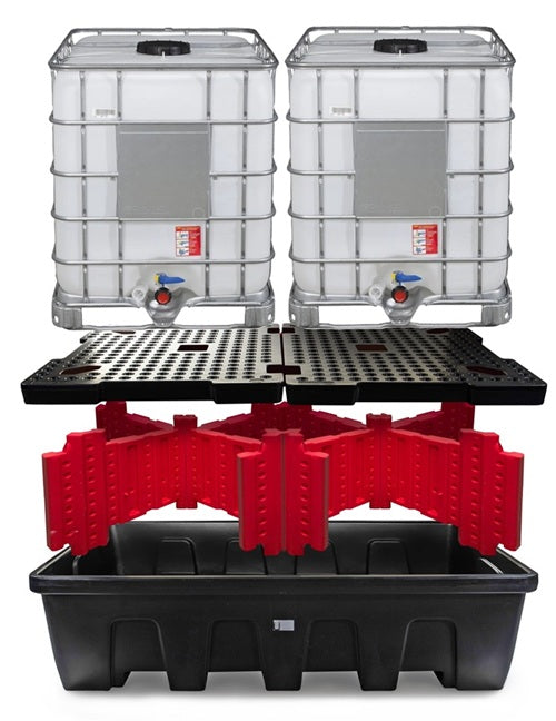 Paleta (wanna) wychwytowa Jonesco, polietylenowa, 2*IBC/KTC, pojemność 1200 l, stos, czarny
