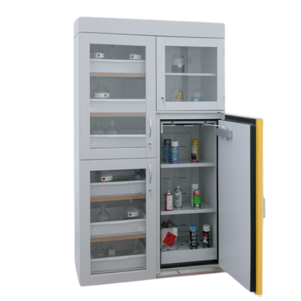 Szafa kombinowana Topserw COMBI-90 XL, 6 wanienek, 3 moduły, drzwi GL szare/żółte, LAB, 90 min