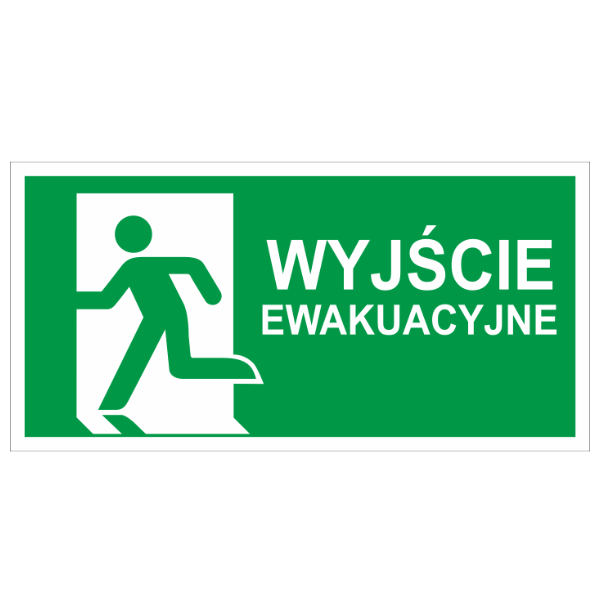 Znak ewakuacyjny Wyjście ewakuacyjne (lewostronne) 150x300mm PT (E001/5)
