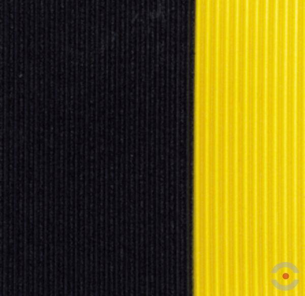 Wykładzina przemysłowa, ergonomiczna, rowkowanie podłużne, 60 cm x mb, obszar suchy, kolor czarno/żółty