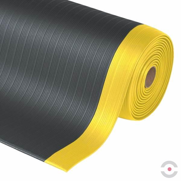 Mata ergonomiczna Notrax, 408 Airug Plus, winyl, rowkowa, 60 cm x 91 cm, obszar suchy, żółty/czarny