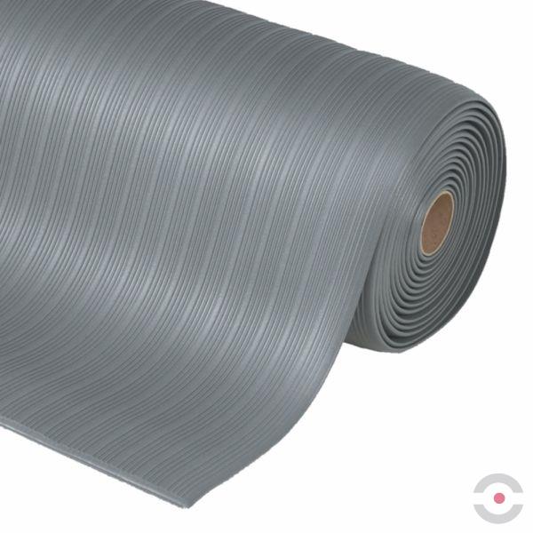 Mata ergonomiczna Notrax, 408 Airug Plus, winyl, rowkowa, 60 cm x 18,3 m, obszar suchy, szary