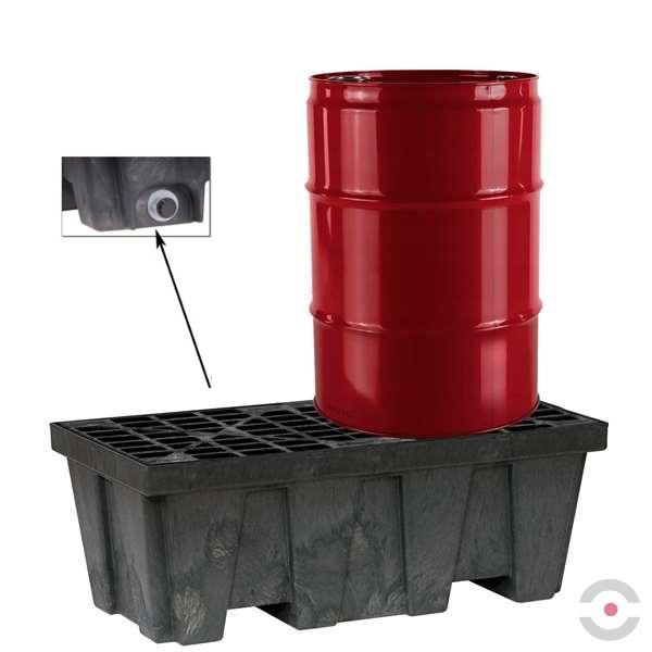 Wanna wychwytowa Justrite 250 l, beczka 2*200 l, kratownica, spust, czarny, MEDIUM