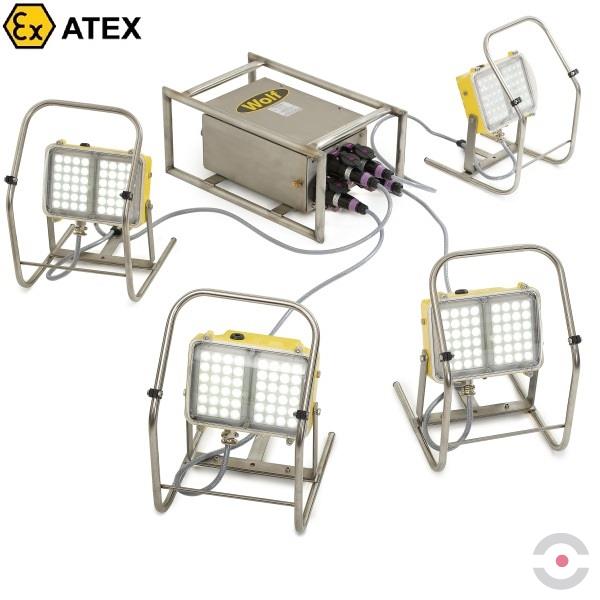 Zestaw oświetleniowy Ex ATEX Topserw WOLF LL-55T3, transformator Ex 230 V/24 V, 4*48*LED, Zone ‘1’, ‘21’