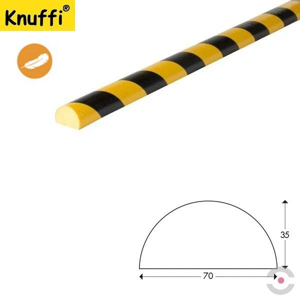 Elastyczny profil ostrzegawczo-ochronny Knuffi, typ C+ SOFT, żółty/czarny, 1000 mm