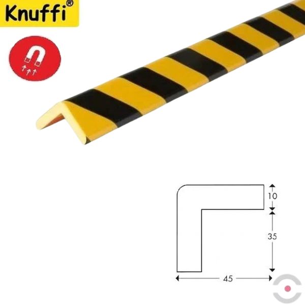 Elastyczny profil ostrzegawczo-ochronny Knuffi, typ H, magnetyczny, żółty/czarny, 1000 mm